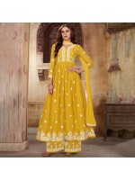 Mustard Yellow Faux Georgette Designer Salwar Suit
